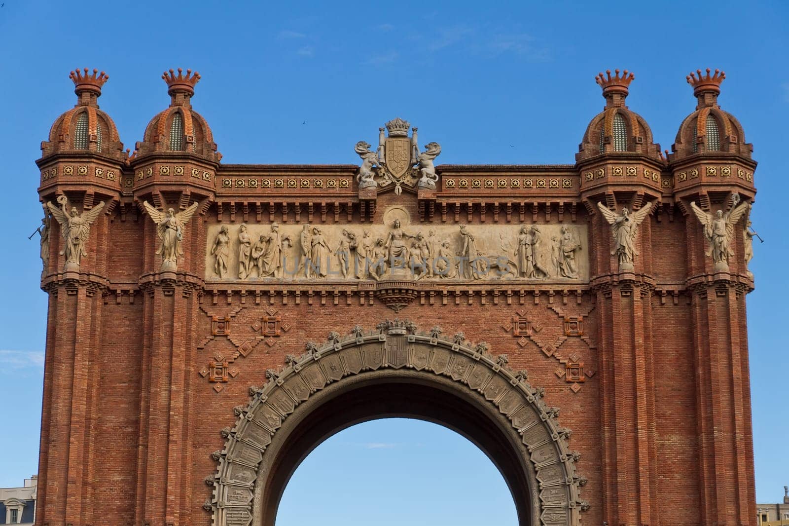 Arc triumph of Barcelona Spain, having brick facade.
