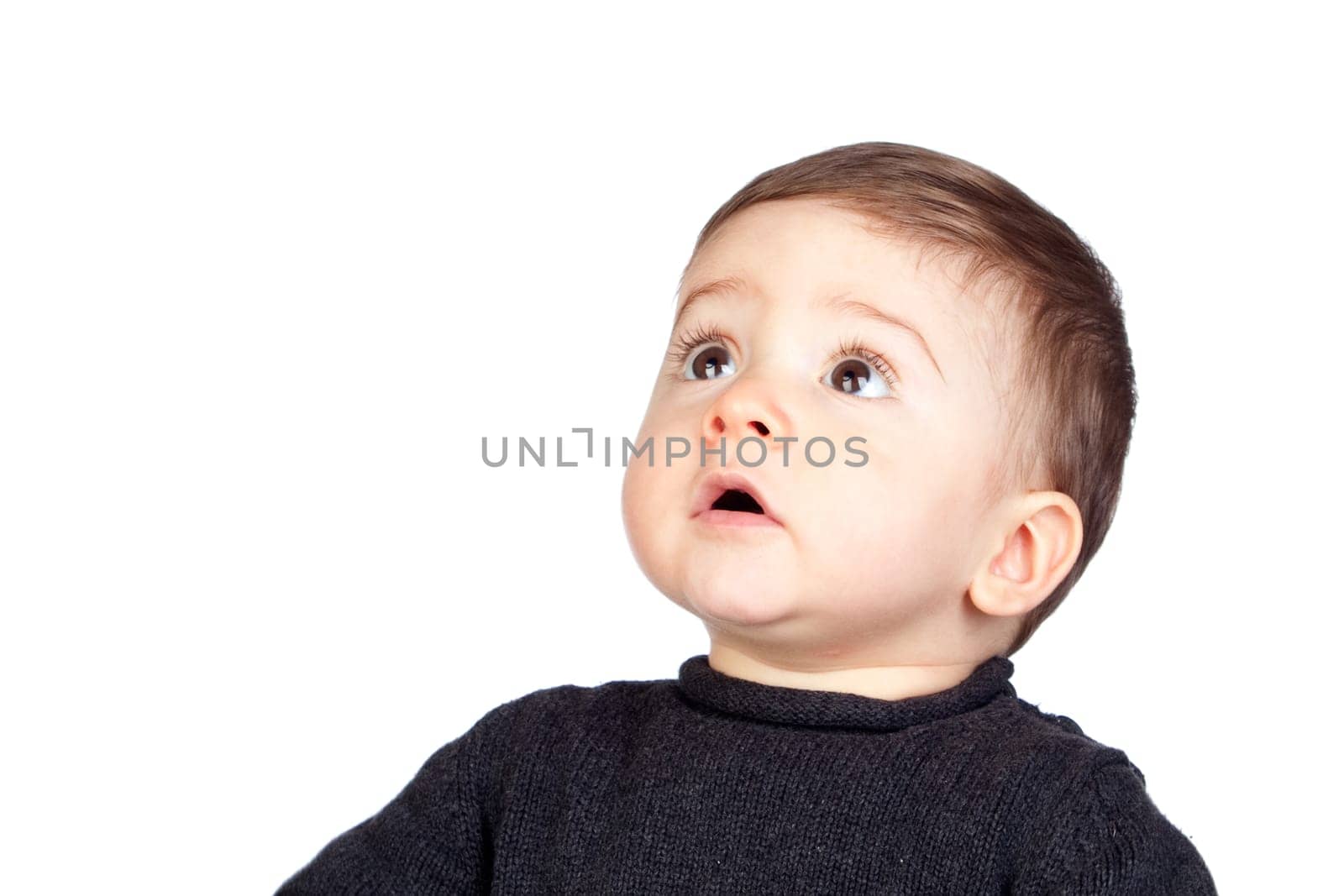Beautiful baby with nice eyes isolated on white background