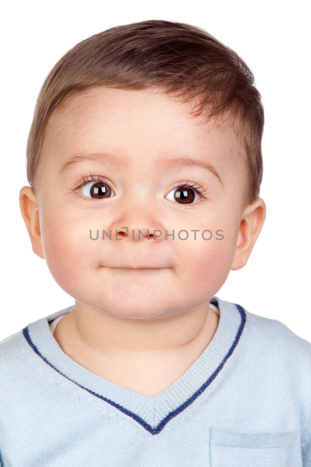 Beautiful baby with nice eyes isolated on white background