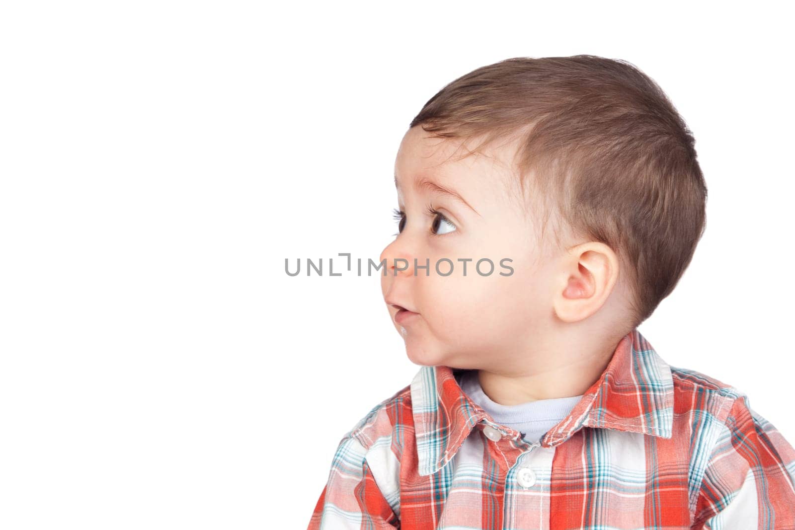Beautiful baby with nice eyes isolated on white background