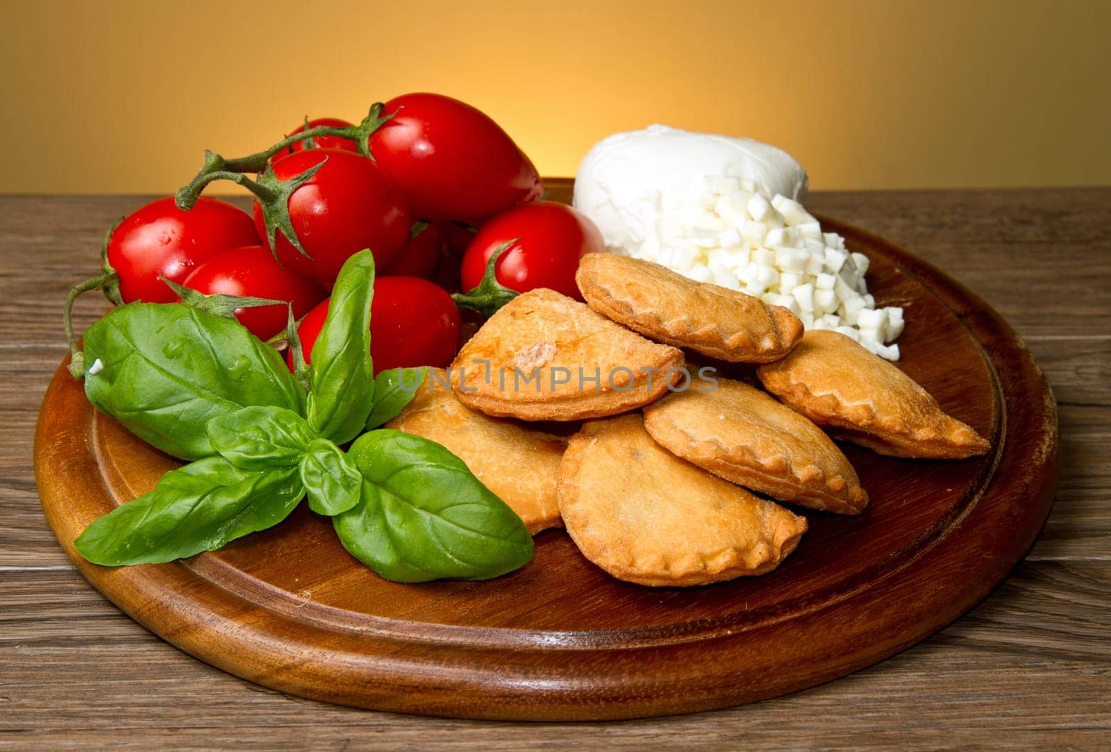 italian panzerotti with ingredients
