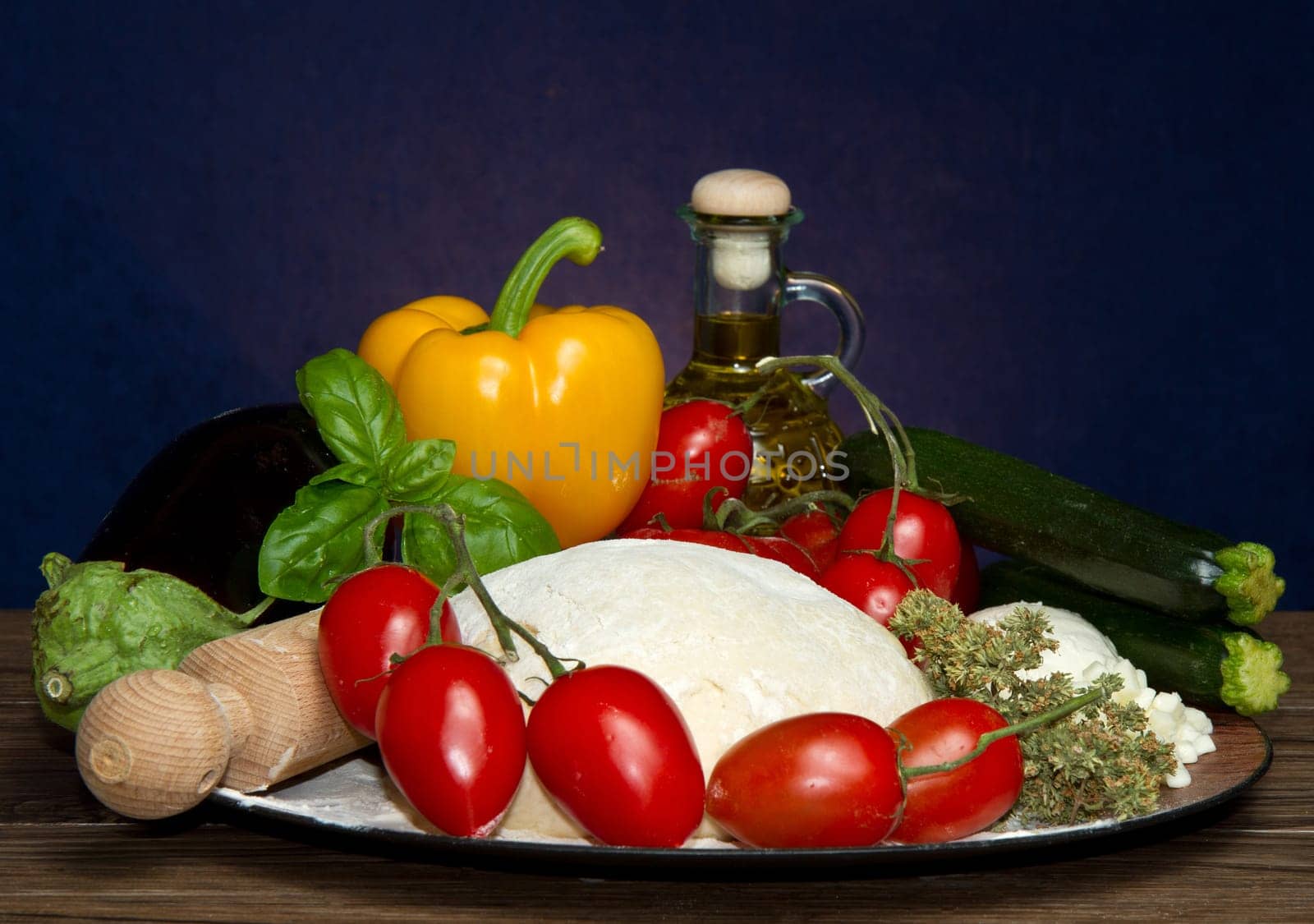 ingredients for homemade pizza  with vegetables