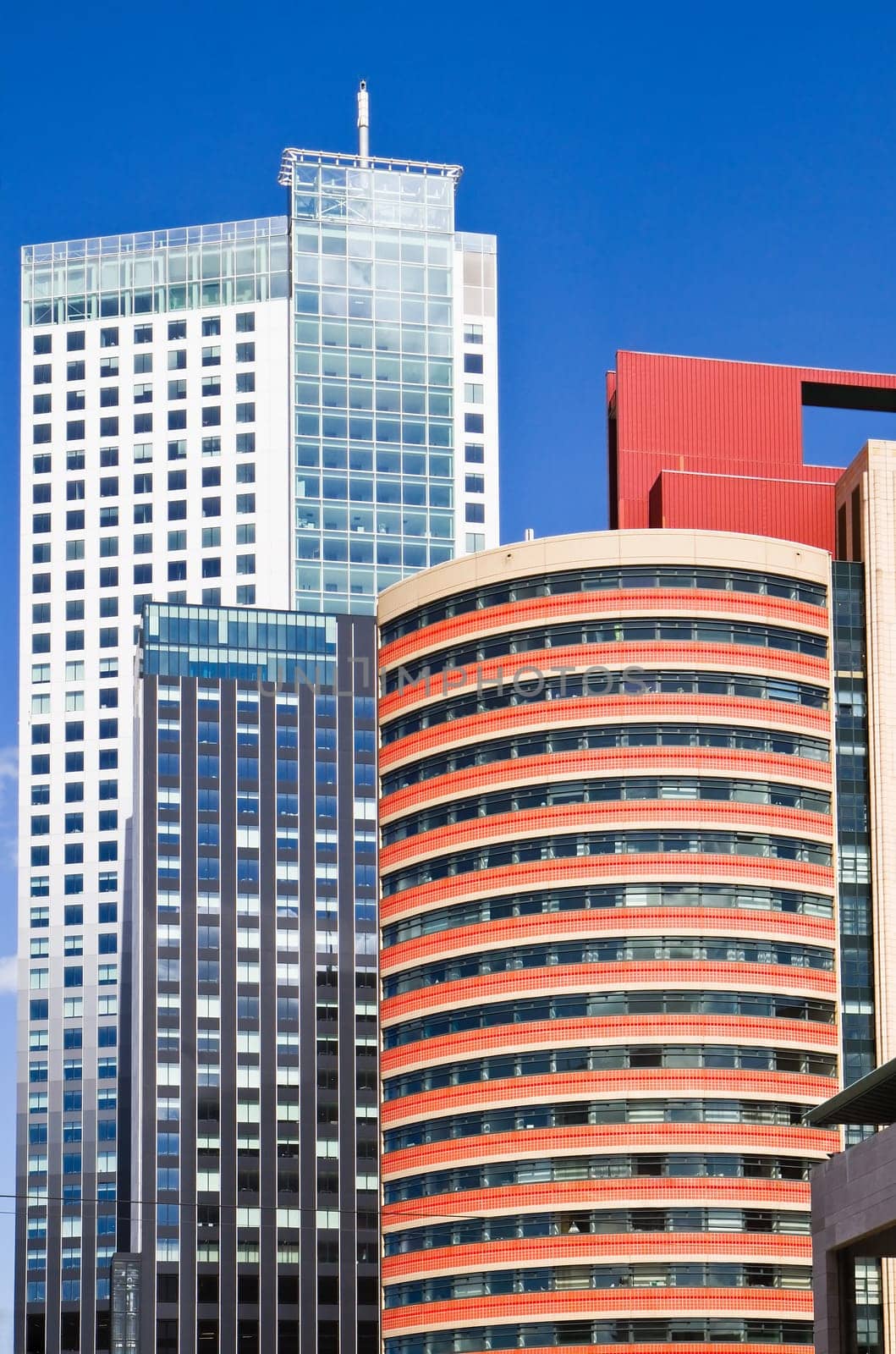 High office buildings with blue sky background