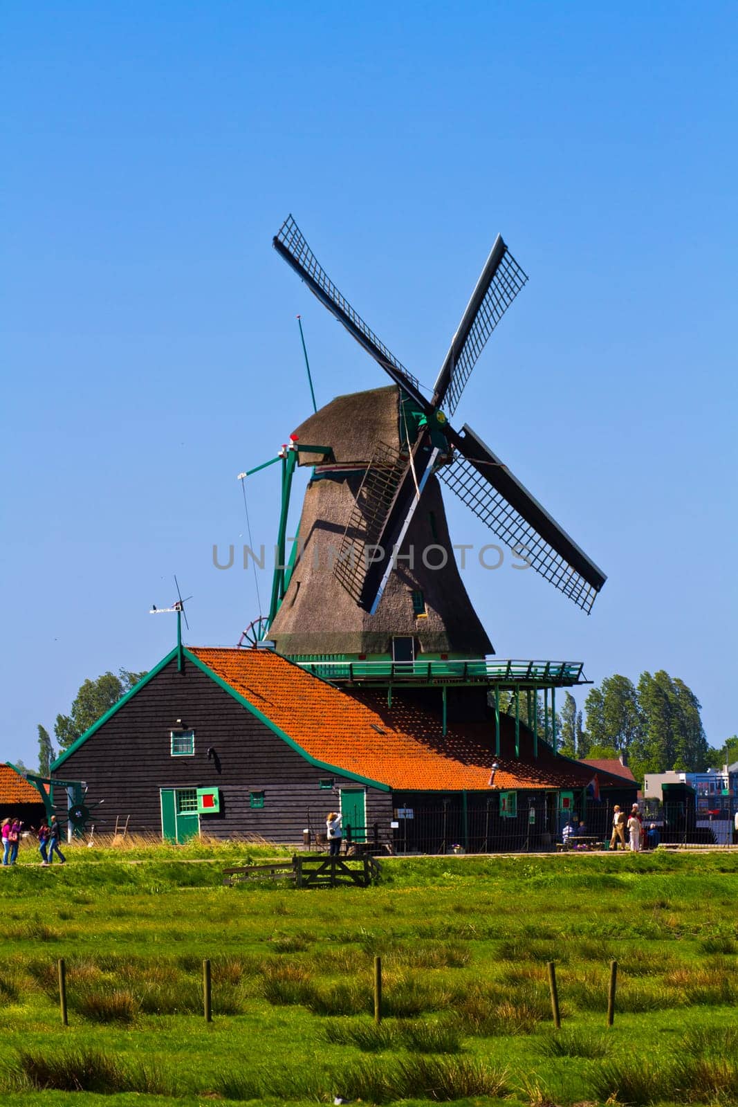 Photo of windmill in Holland with blue sky