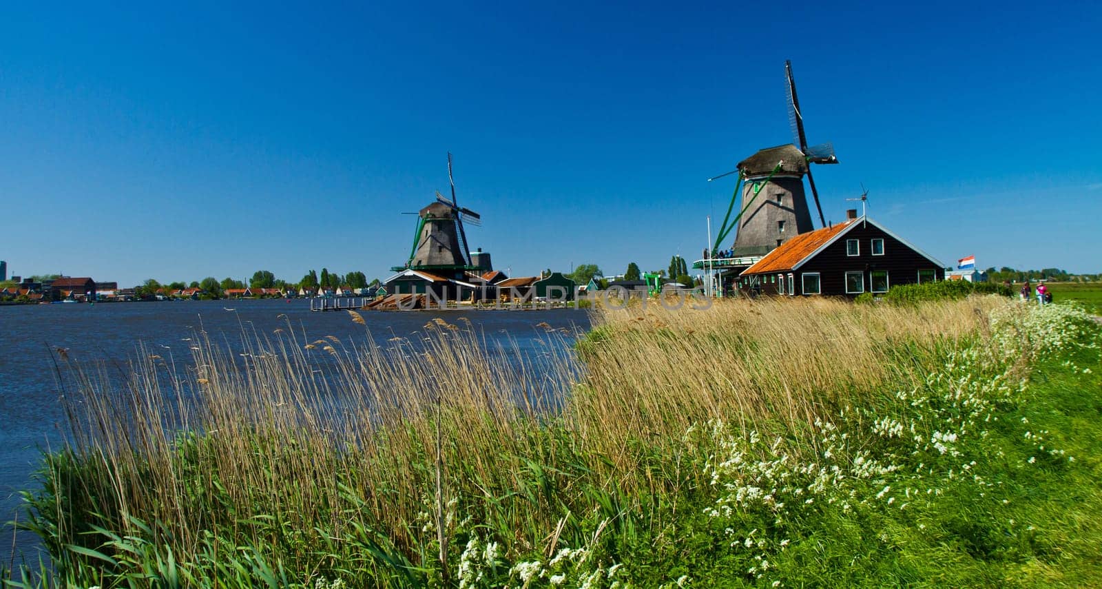 Photo of windmill in Holland with blue sky