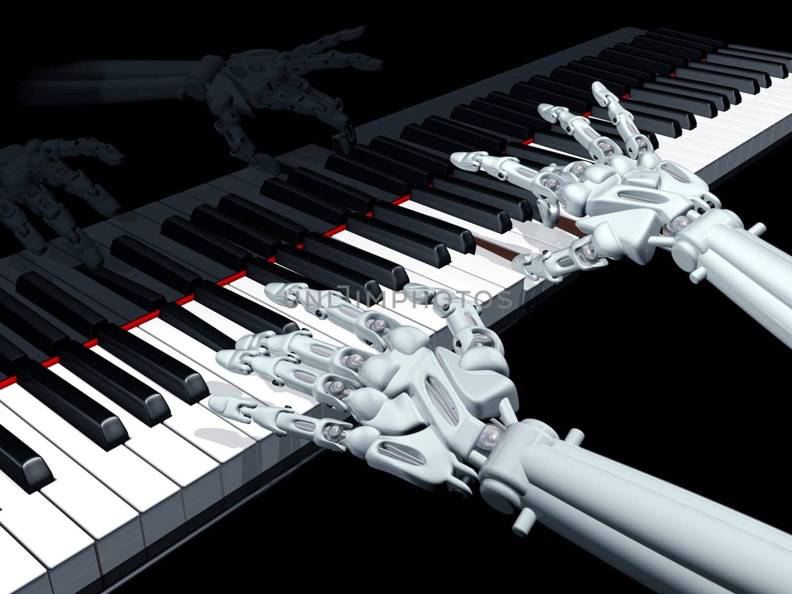 Illustration of a robot playing a grand piano