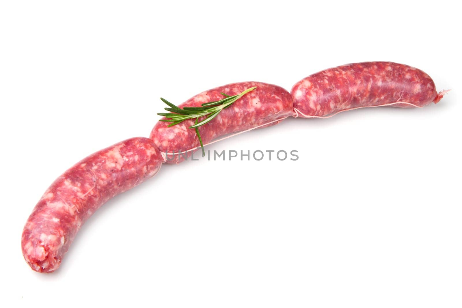 a fresh sausage isolated on white background
