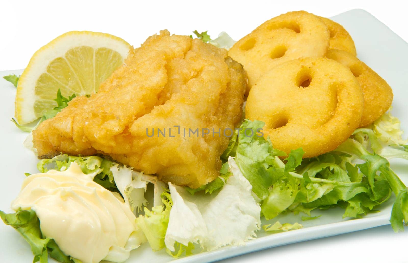 Fried cod fillets with chips