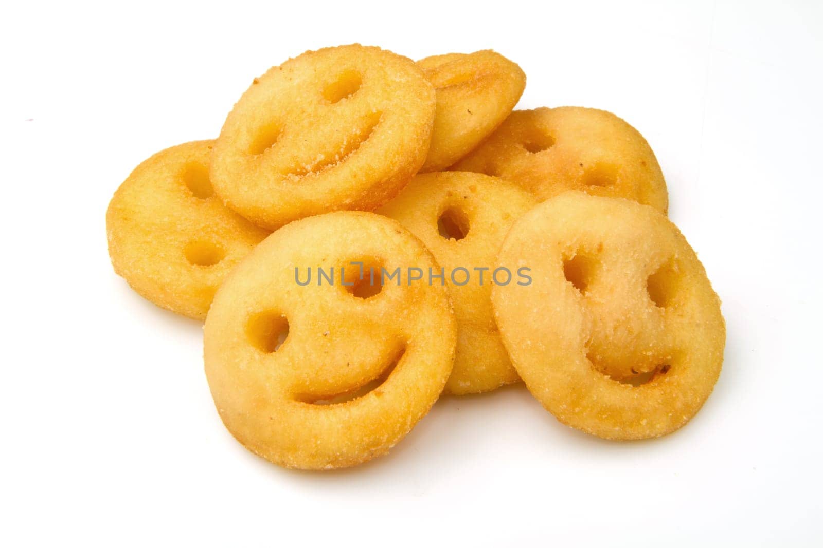 fried potatoes isolated on white background