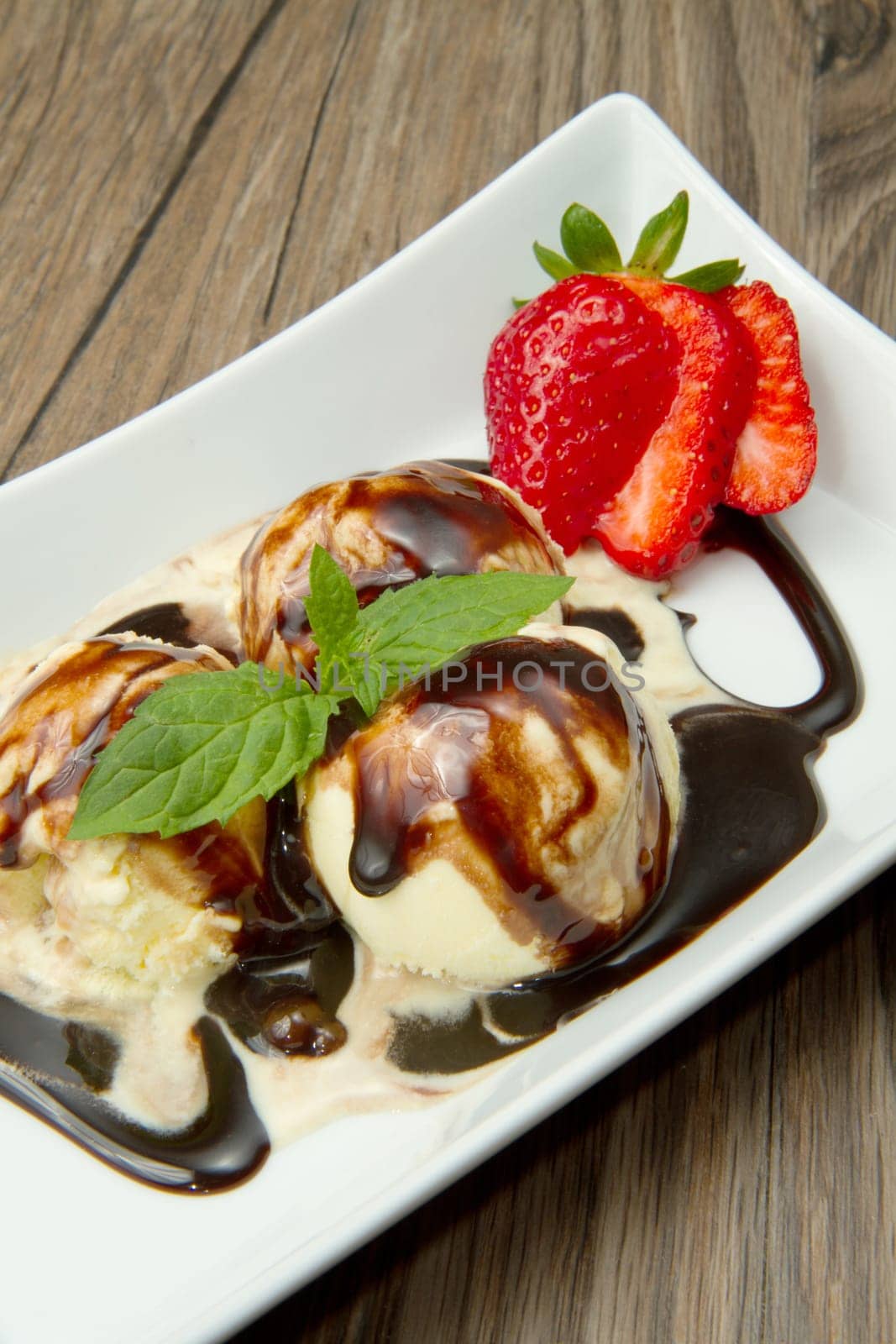 Ice cream with Chocolate topping