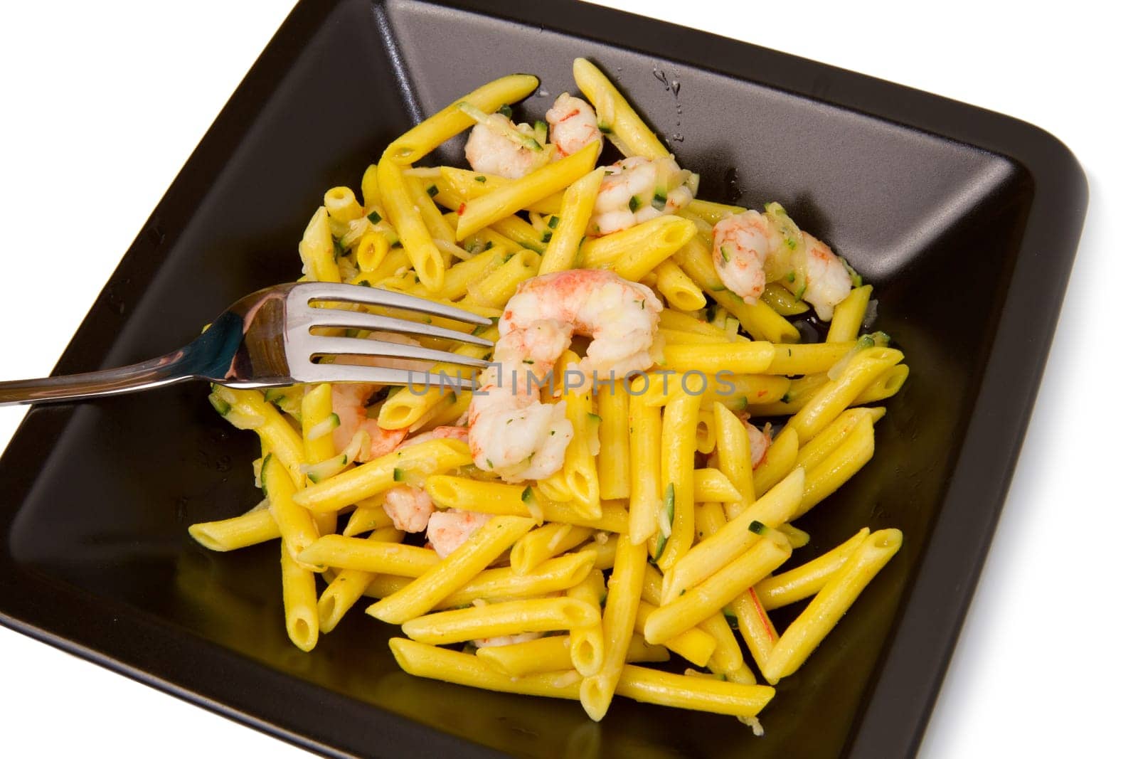 italian pasta with saffron and shrimp