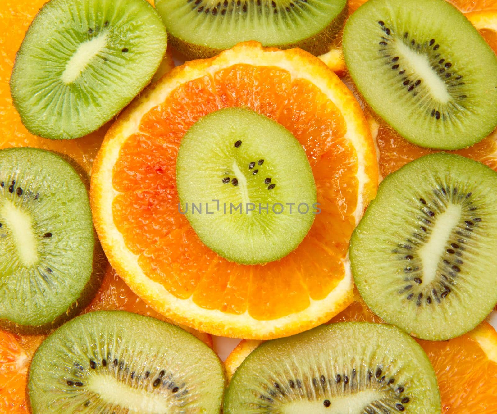mixed fruit with orange, kiwi and strawberry