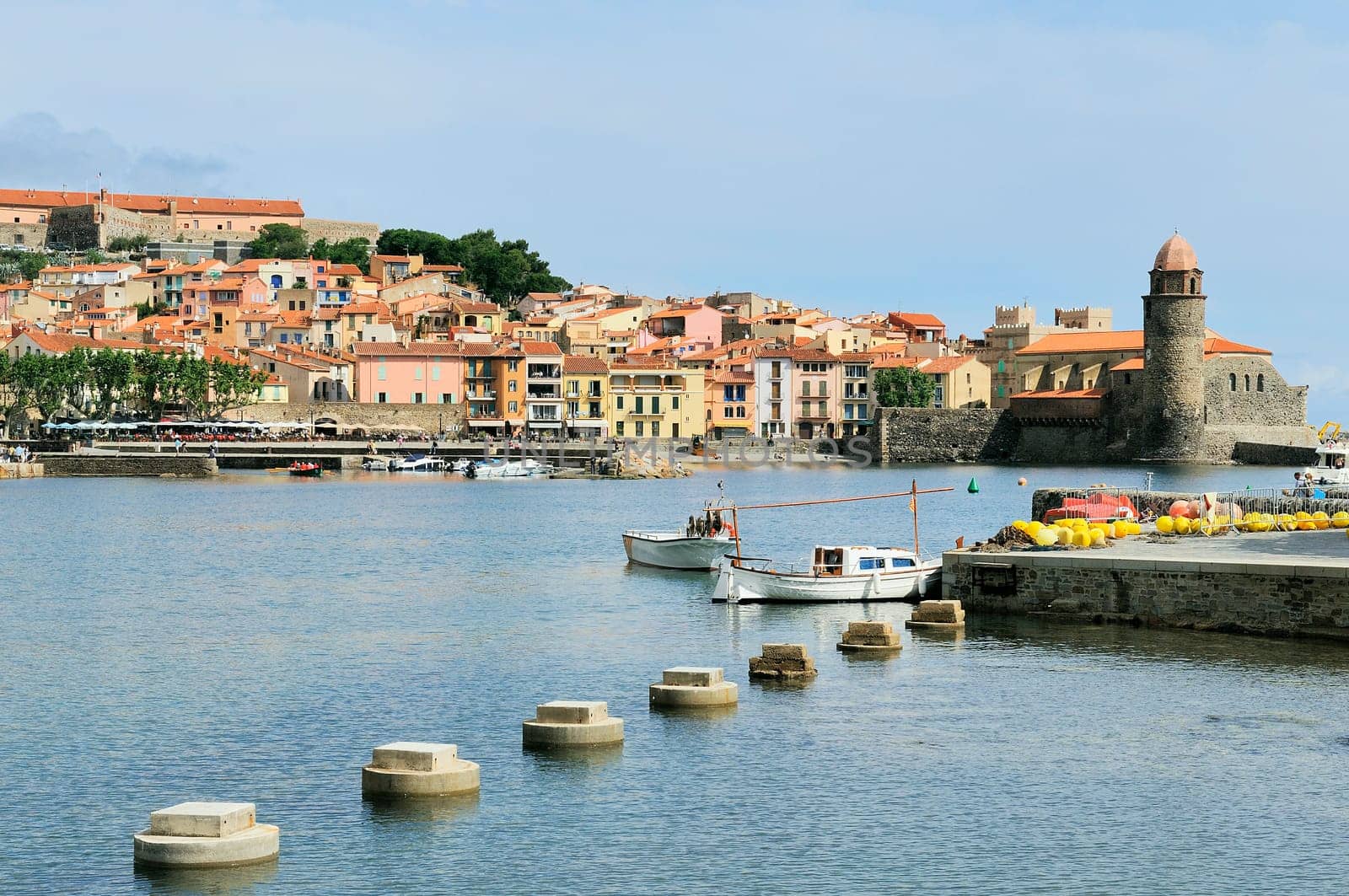 panoramic view of the bay of Collioure, Pyrenees Orientales, France