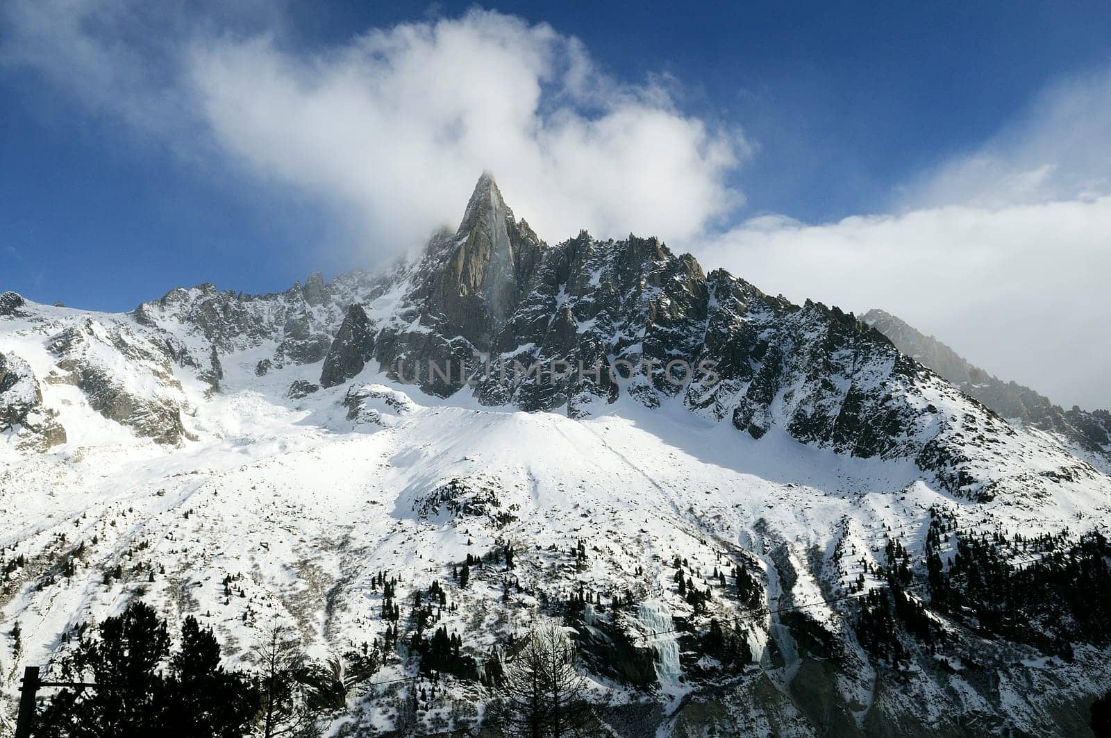 Dru pick, famous alps mountain near Chamonix, France