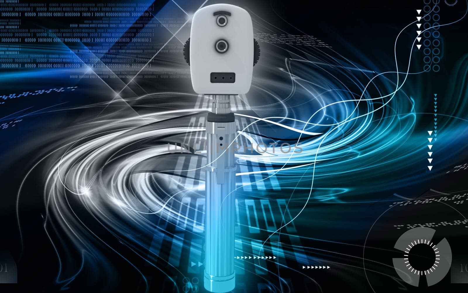Digital illustration of ophthalmoscope in colour background