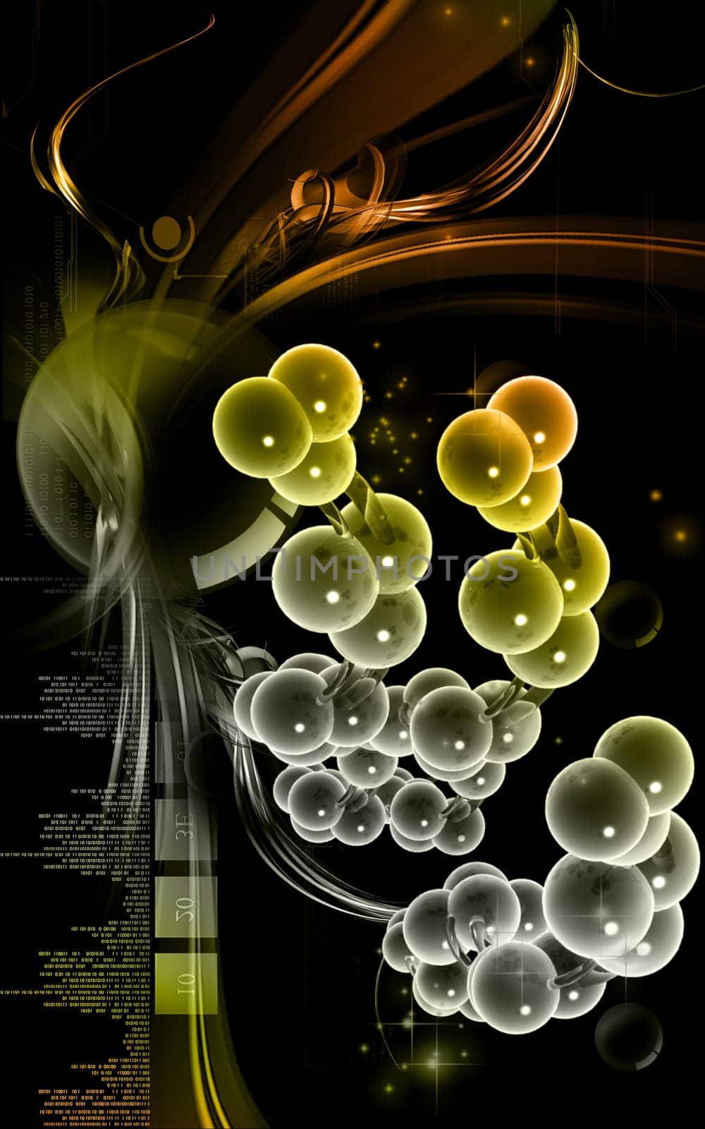 Digital illustration DNA structure in colour background