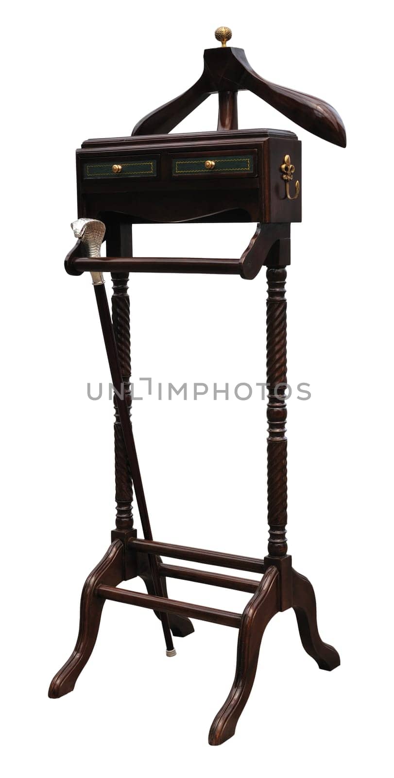 Antique floor peg with stick, isolated on white.