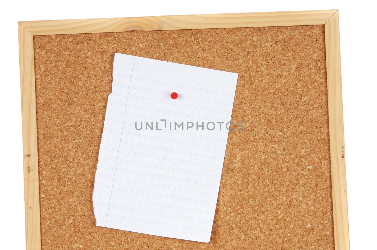 Blank sheet of paper on pin board