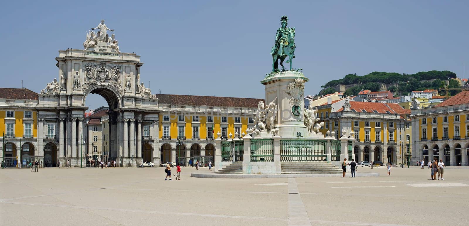 The old Praca Commercio square in Lisbon in Portugal