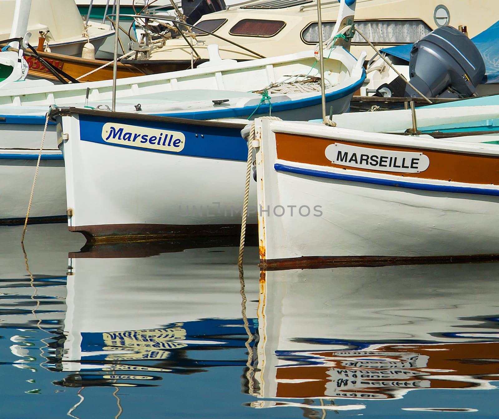 Typical fishing boats in Marseille in the South of France