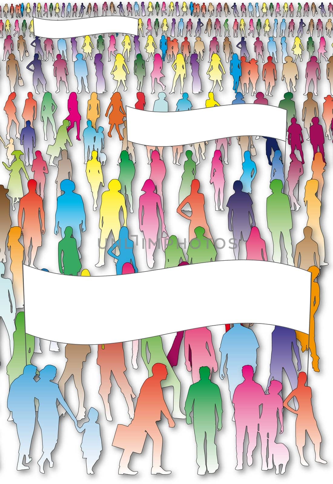A crowd of people for a political demonstration or commercial