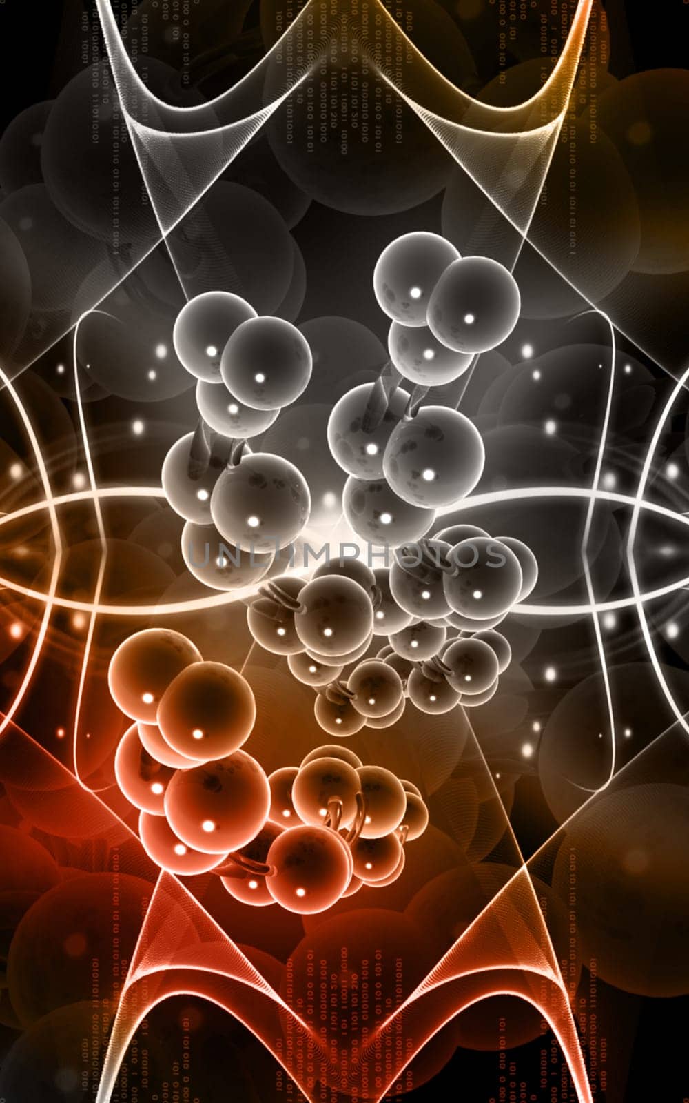Digital illustration DNA structure in colour background