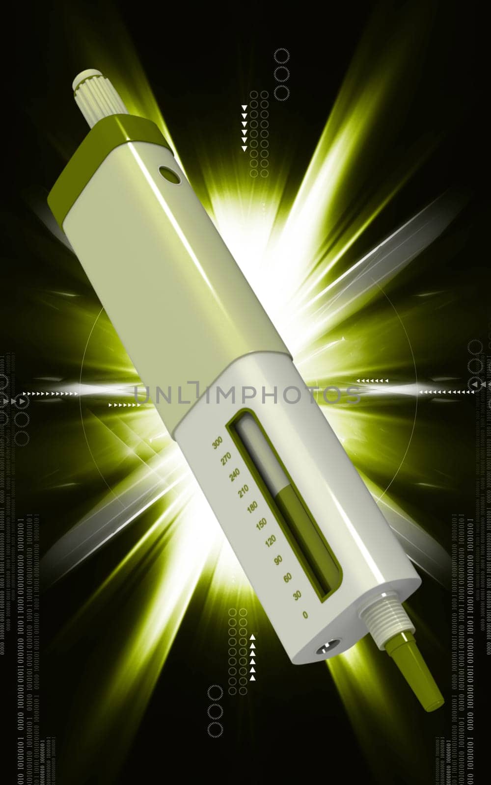 Digital illustration of insulin pen in colour background
