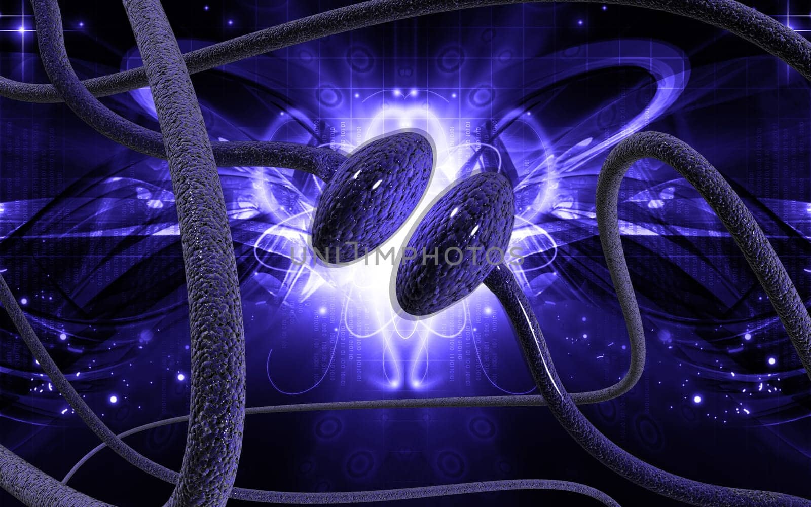 Digital illustration of synapse in colour background