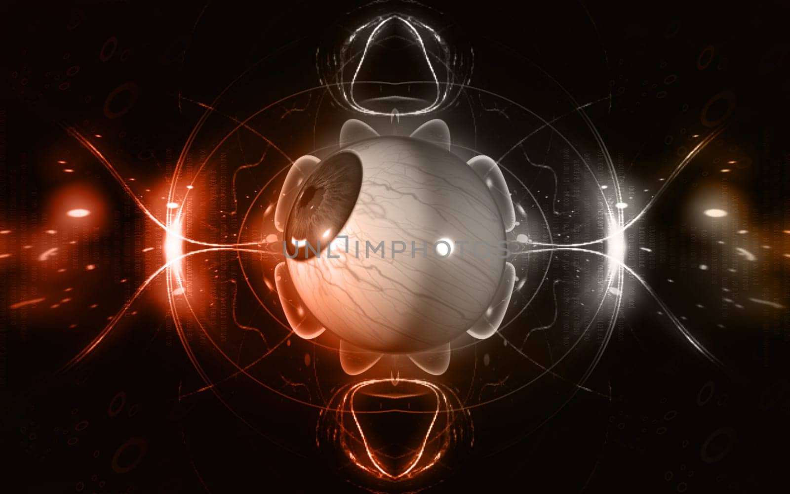 Digital illustration of eye in colour background