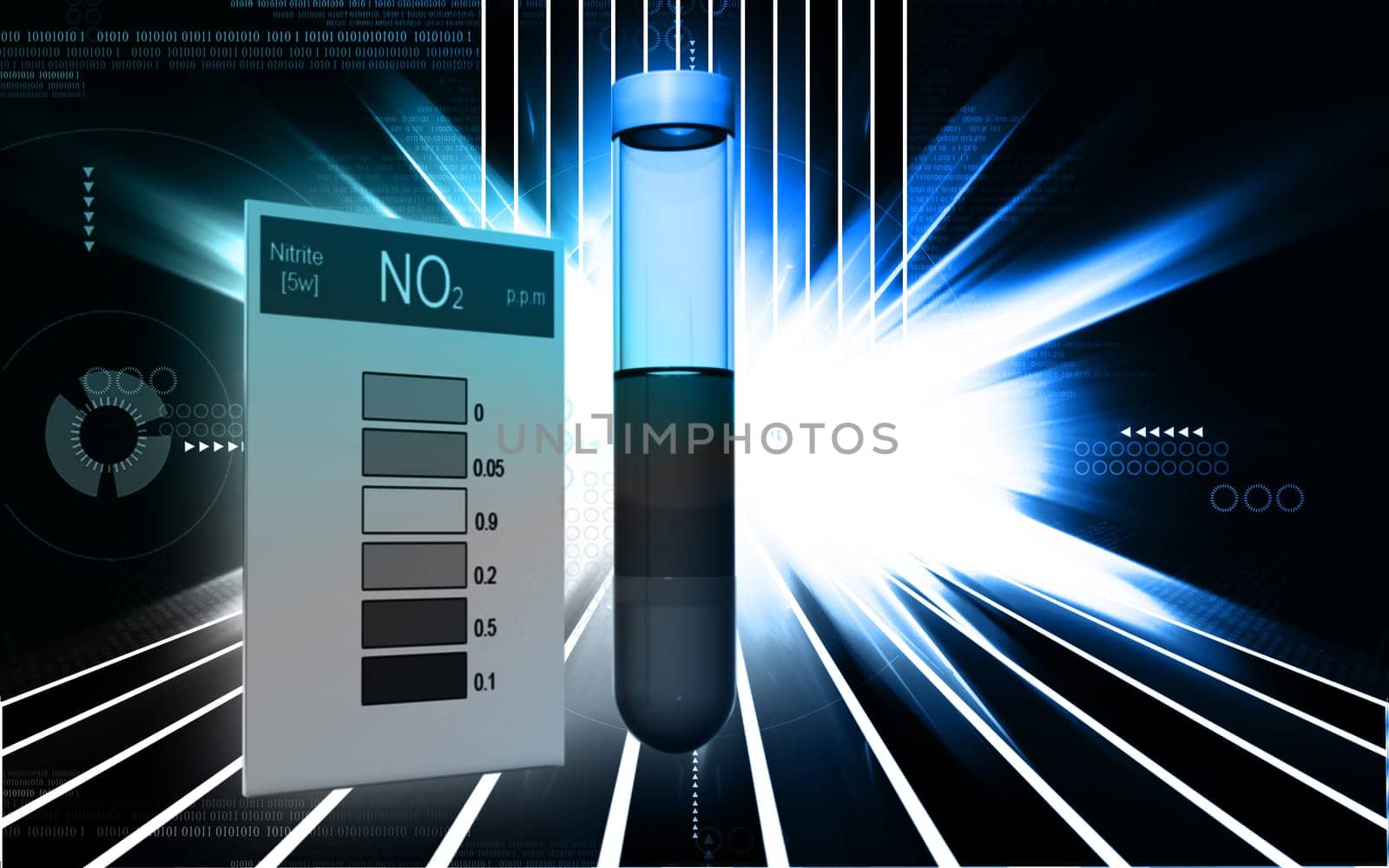 Digital illustration of nitrite test in colour background