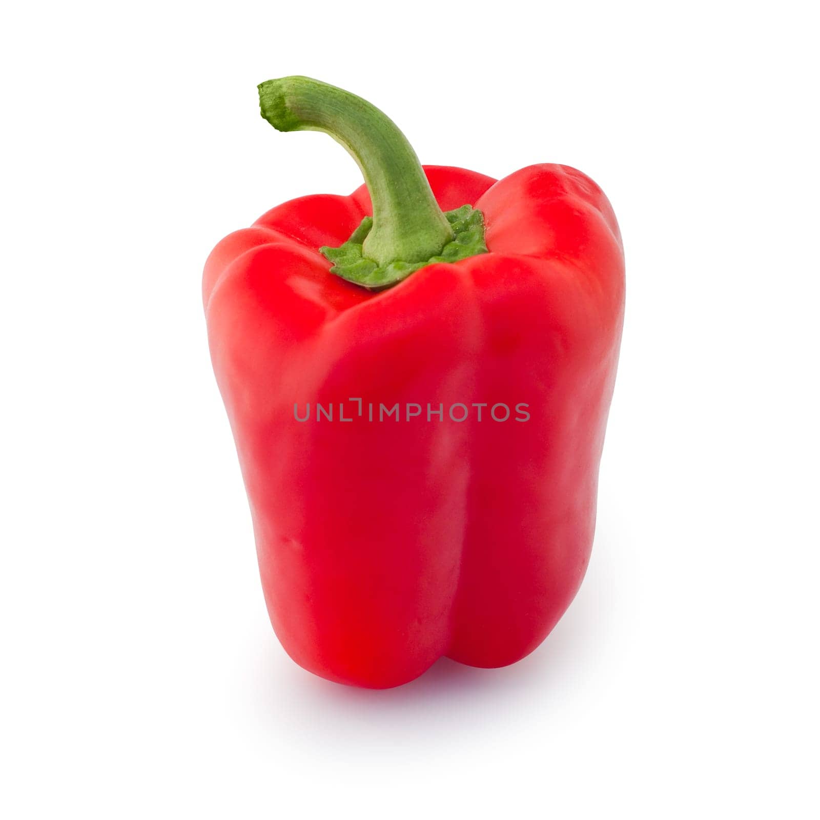 A red  bell pepper shot on white.