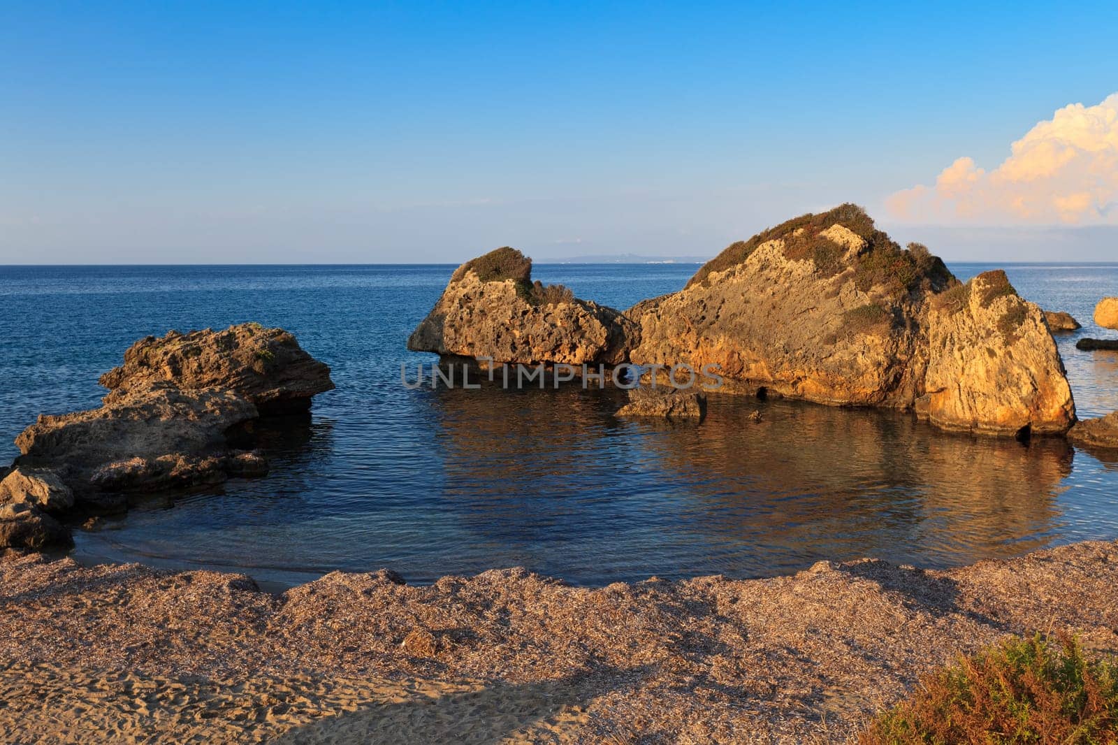 stones in sea on the beach Porto Zoro, Zakynthos, Greece