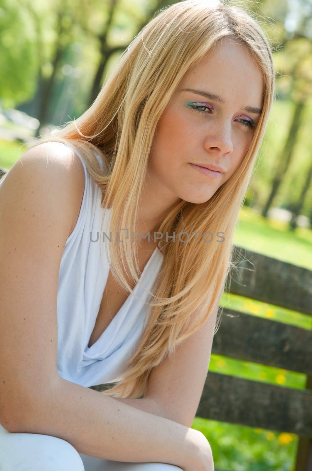 Teen person in depression outdoors
