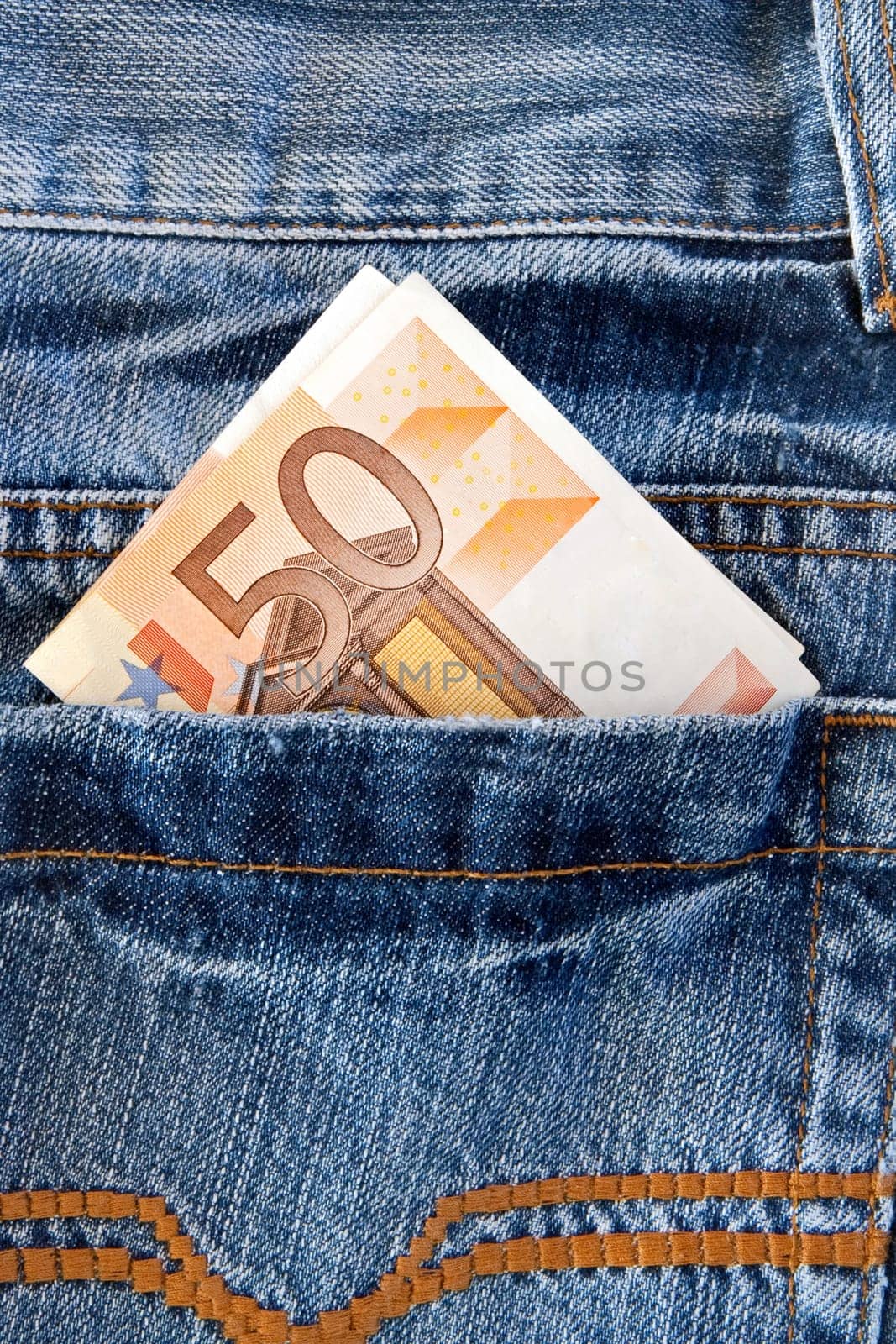 Pants jeans with money in the pocket
