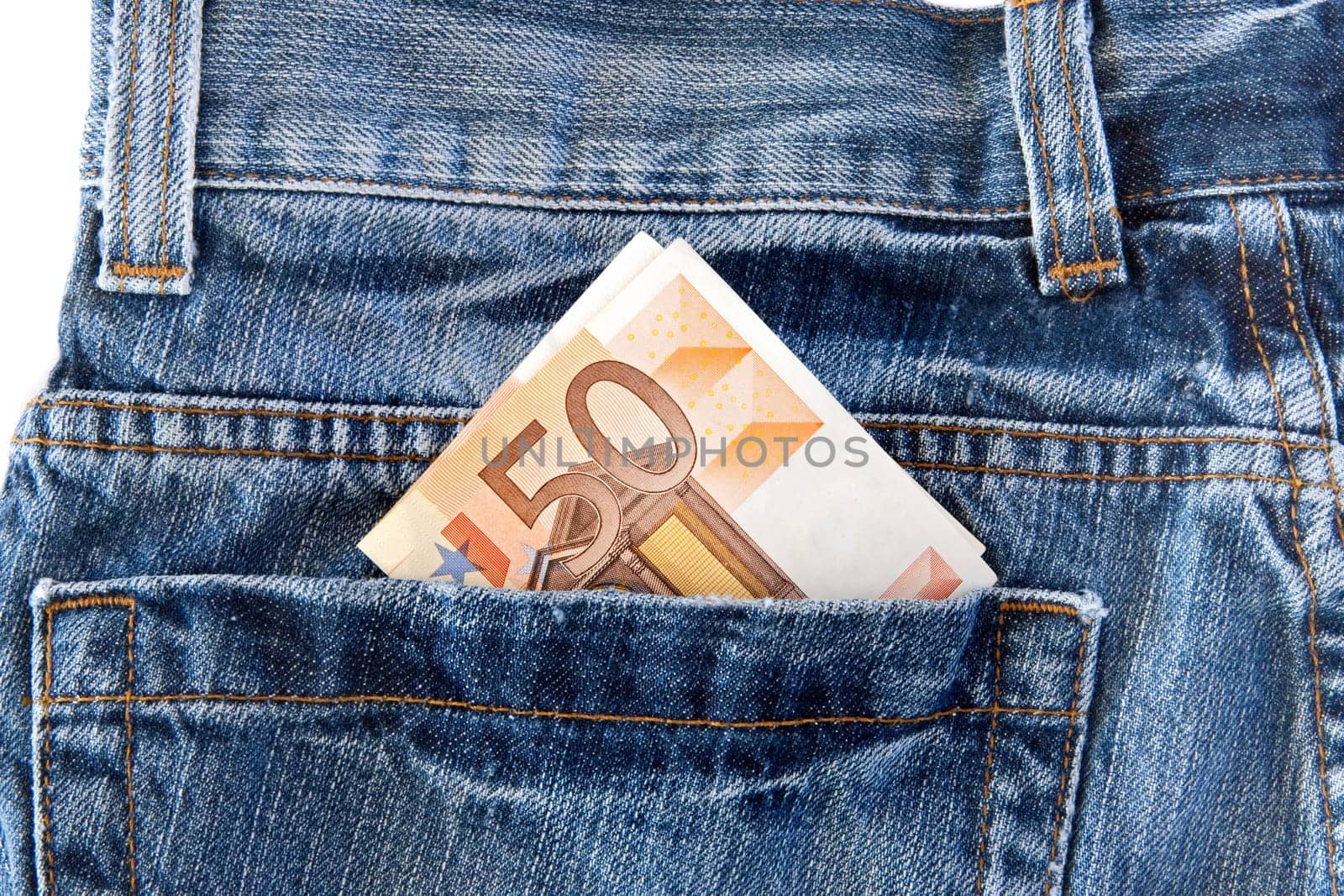 Pants jeans with money in the pocket