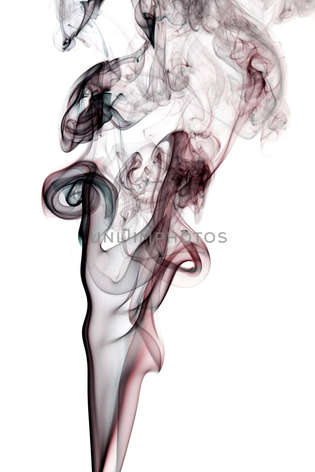 Abstract smoke shapes over a white background