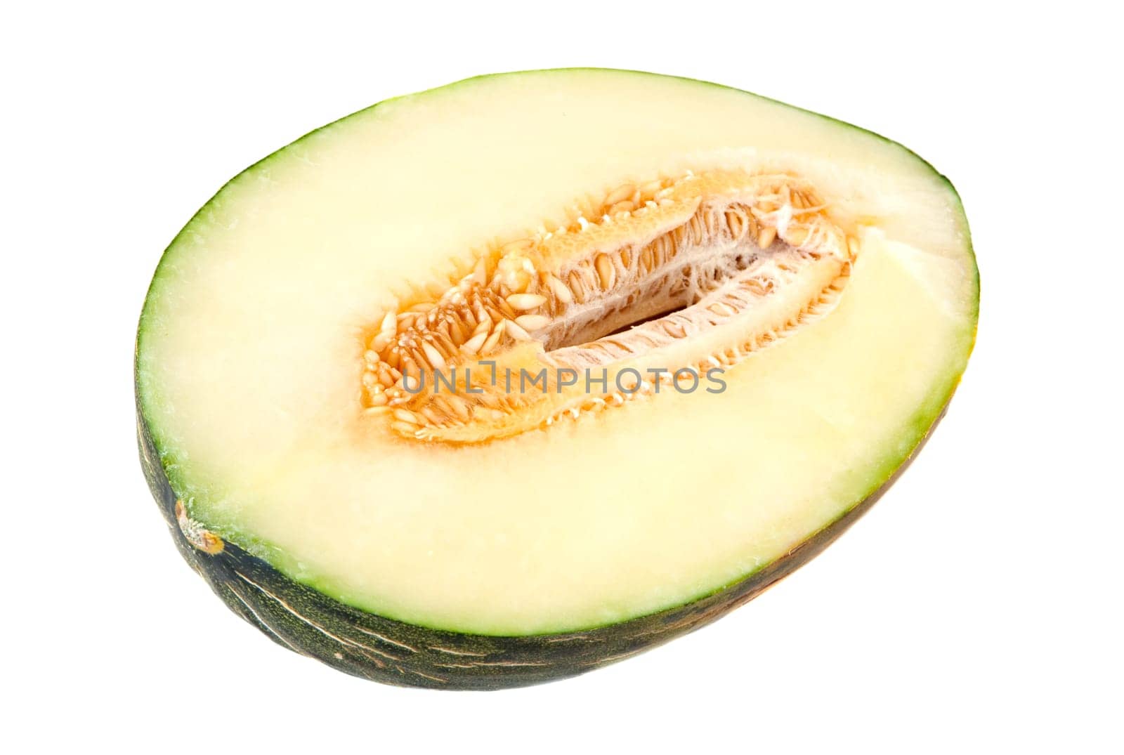 Half a melon isolated on white background