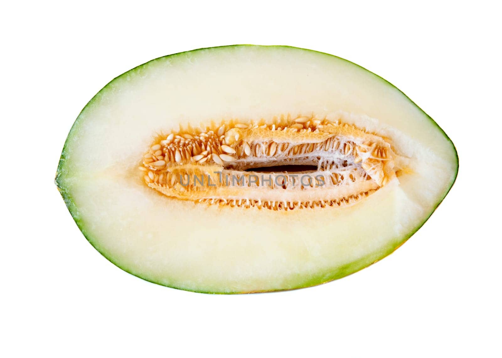 Half a melon isolated on white background