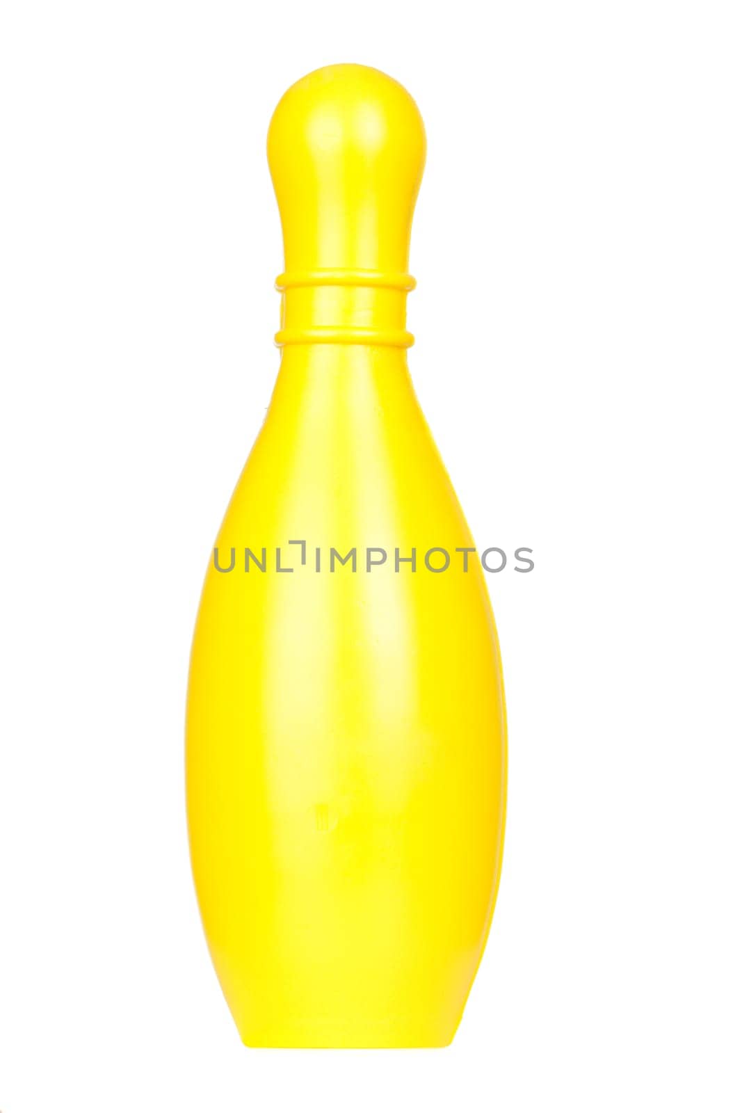 Yellow plastic bolus isolated on white background