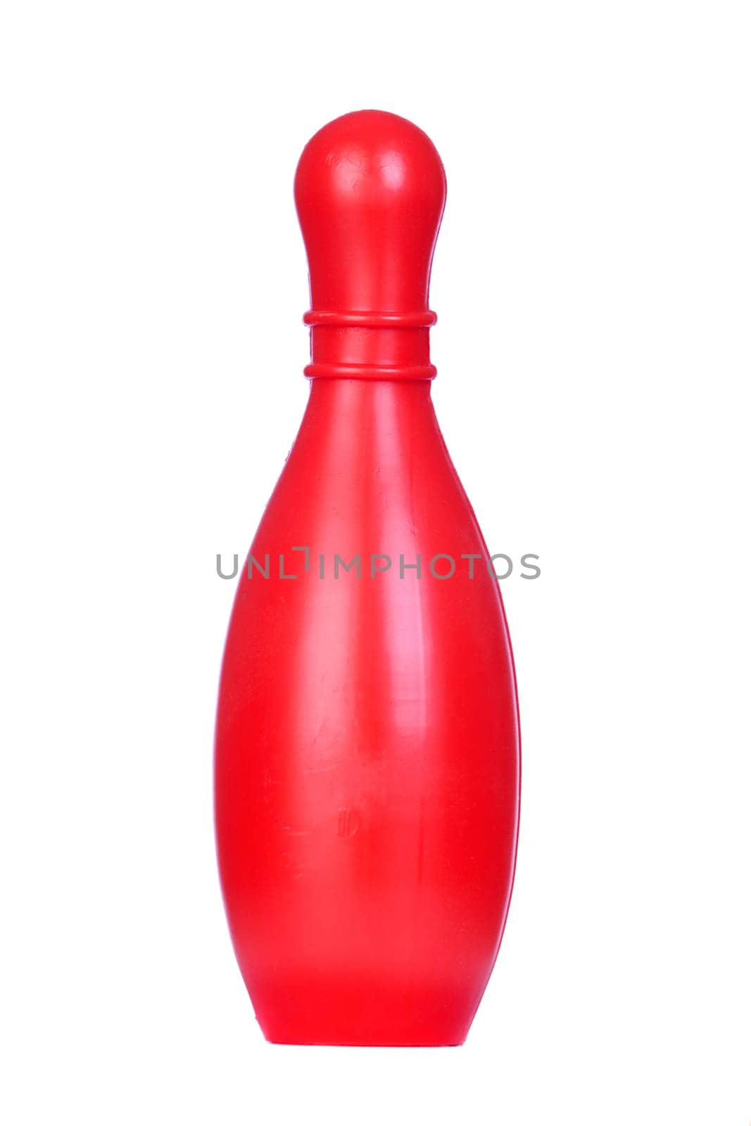 Red plastic bolus isolated on white background