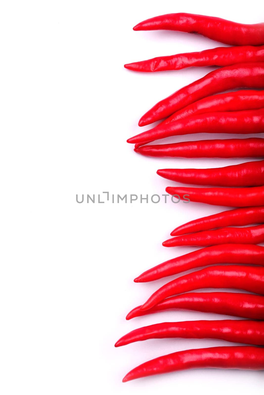 Column of red chilies as border on right