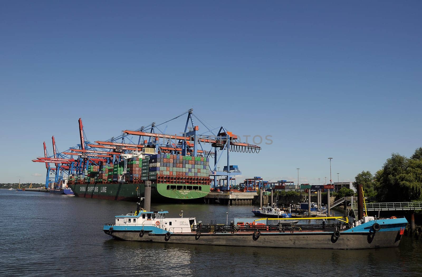Container ship in the port of Hamburg