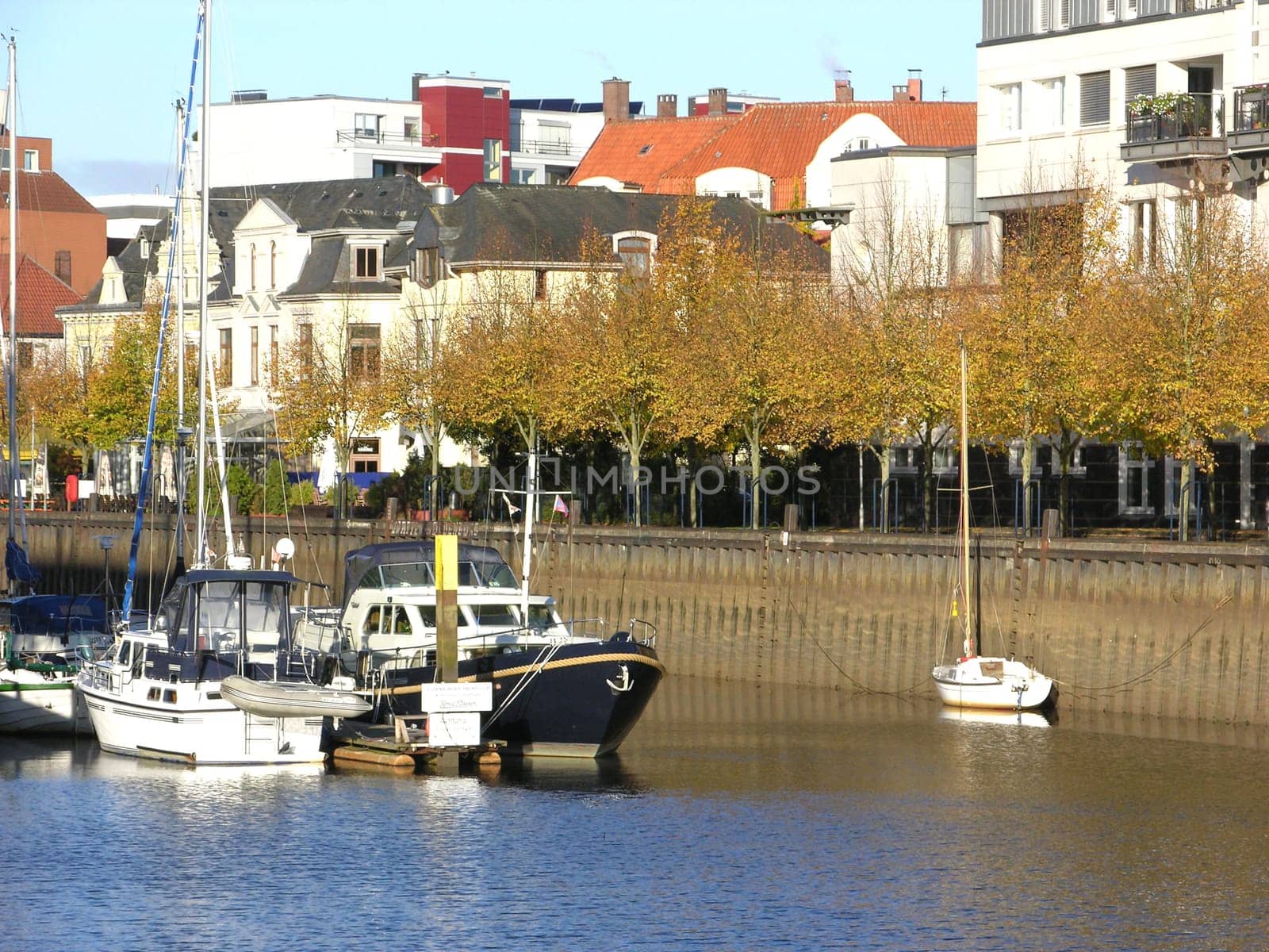 Boats in a harbour in Oldenburg