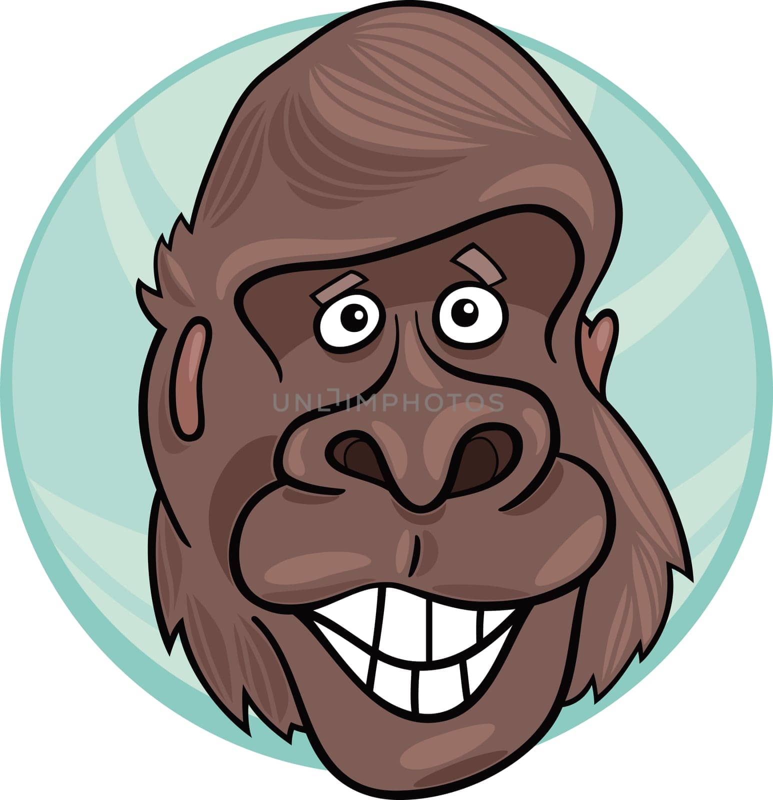 cartoon illustration of funny gorilla ape
