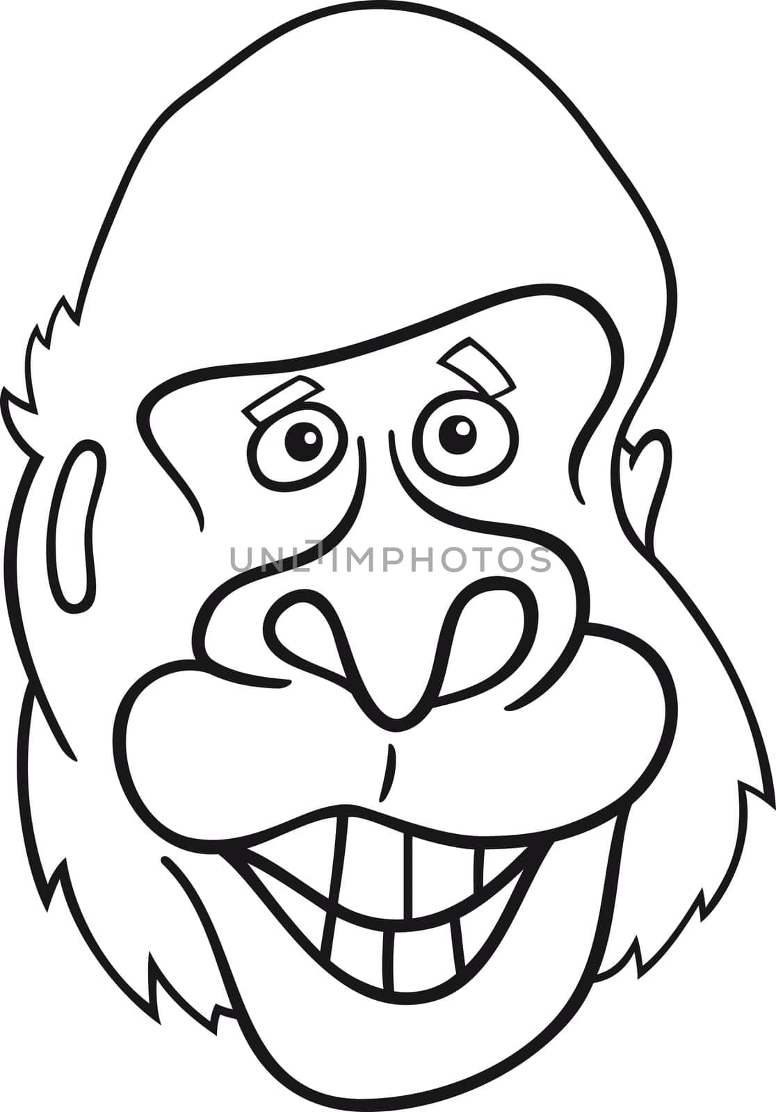 cartoon illustration of gorilla ape for coloring book