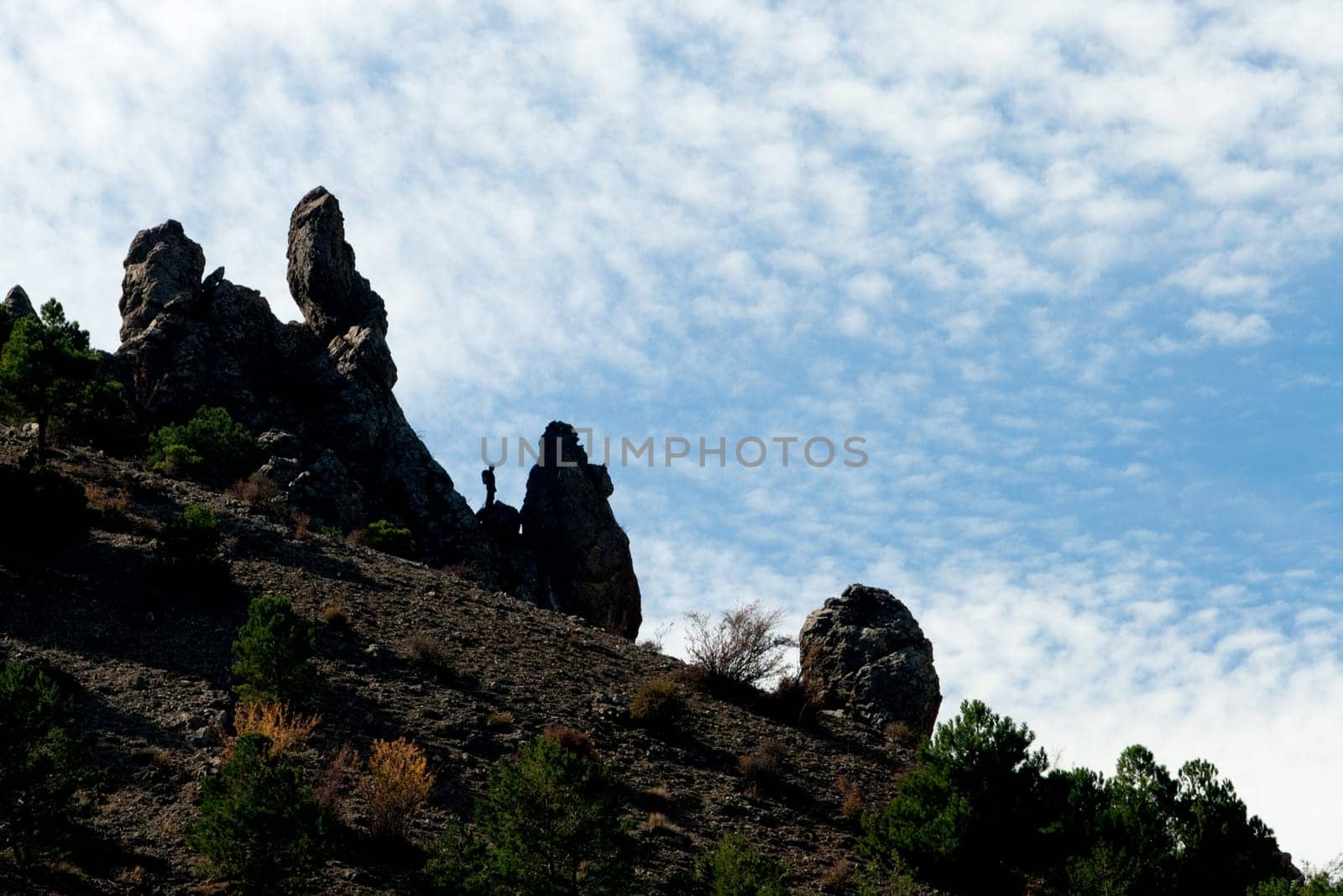 Tourists enjoying a beautiful view volcanic