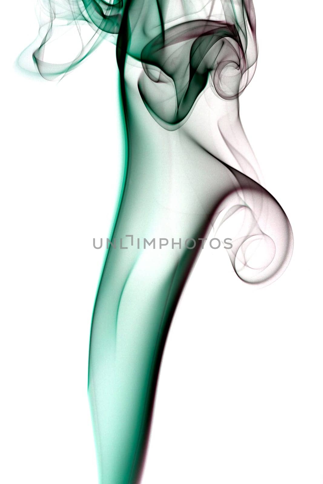 Abstract smoke shapes over a white background