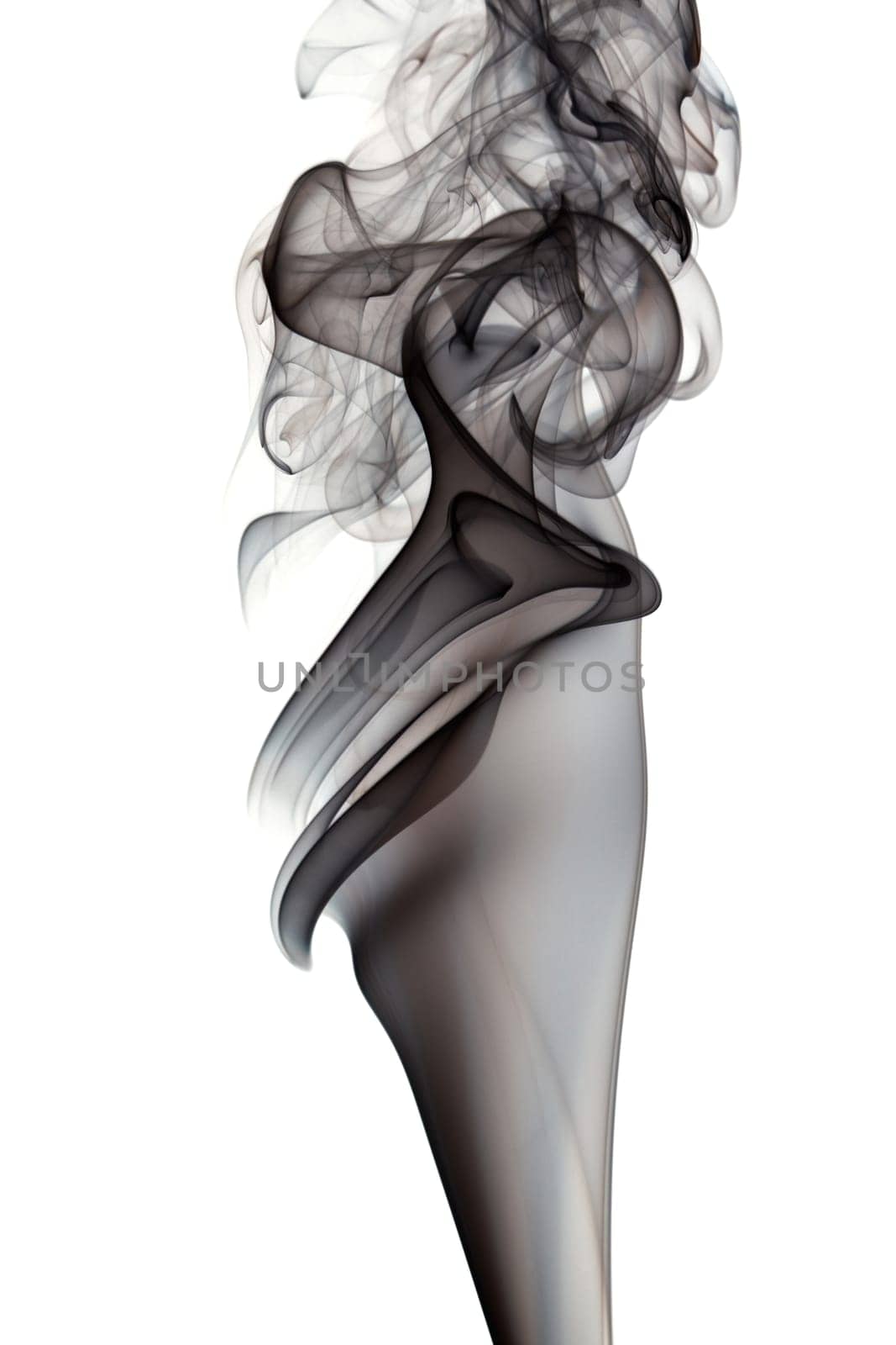 Abstract smoke shapes over a white background