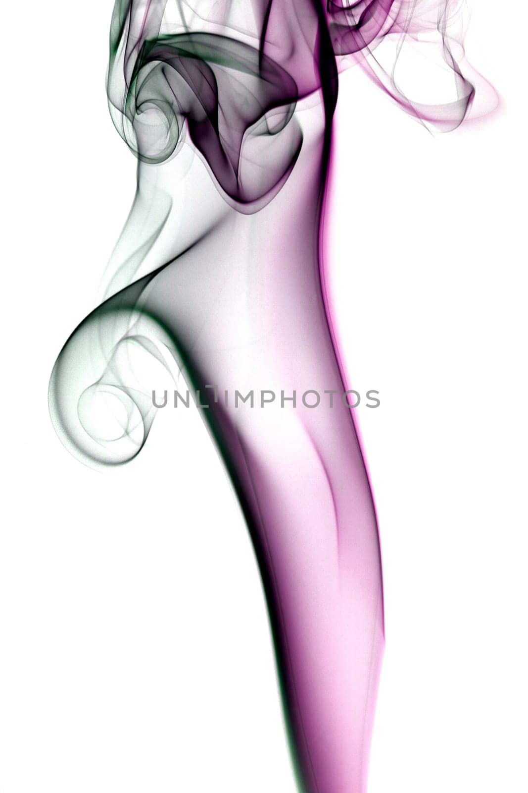 Abstract smoke shapes over a white background