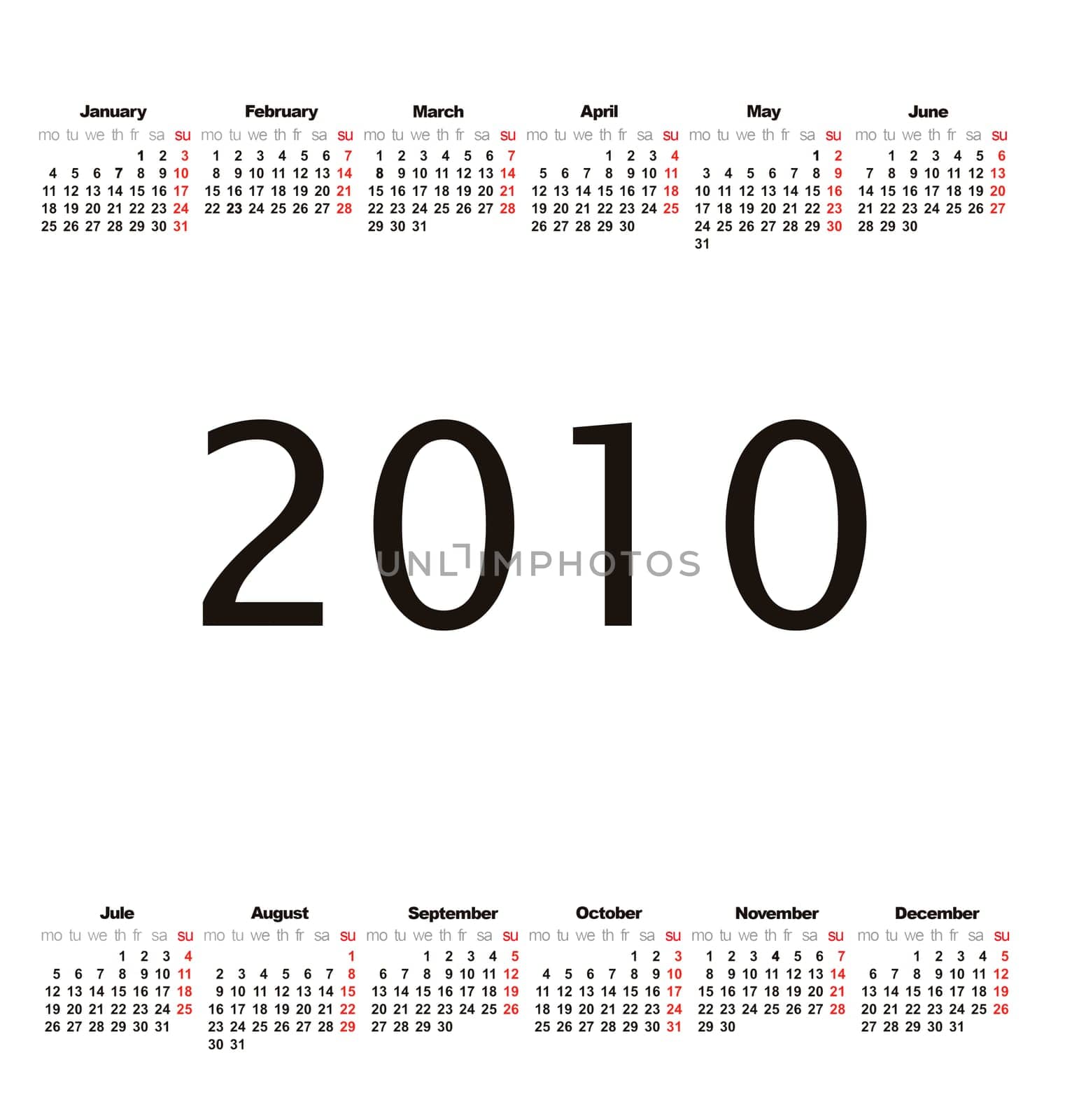 2008 Calendar with a pretty cloud bottom